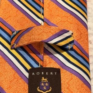 Robert Talbot Estate Orange and Blue Striped Men's Tie